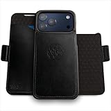 Dreem iphone 17 pro ケースウォレット、画期的なスマートフォンスタンド、ヴィーガンレザー、MagSafeフィット対応、マグネット着脱式フリップカバー、RFID保護カードホルダー、ギフトボックス入り、 [Fibonacci:Black]