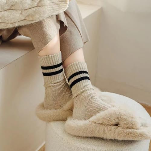 Novelty Socks For Women Striped Retro Crew Socks Sporty Calf Socks Casual Cotton Socks Women (5-pairs b,Acrylic)4