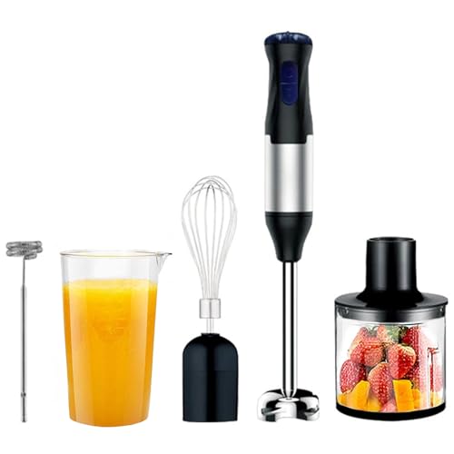 Immersion Blender Handheld, 4 in 1 Variable Speed Multifuctional Blender,Stainless Steel Petal Blade with Milk Frother for Juicing, Grinding,Whipping Cream,Baby Food,1000W,700 ml Beaker