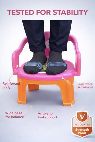 Image of MY LITTLE TOWN Kids Feeding Chair| Musical Chu Chu Chair| Baby Chair| 4-36 Months| Baby Chair| Portable| Booster seat (Pink with Orange)