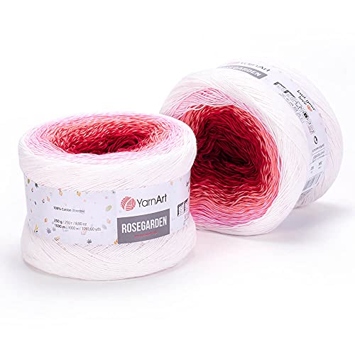 Image of Yarn Art Flowers Rosegarden 100% Cotton 250gr 8.80 oz 1094yds Multicolor Cotton Yarn Rainbow Crochet Yarn Spring Summer (304)