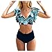 Produktbild QingJiu 2020 Damen Bikini Damen Rüsche Push Up Top mit Hohe Taille Punktdruck Badehose Bademode Zweiteiliger Badeanzug Beachwear Set
