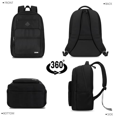 LIECDRO Black Backpack for Men, School Backpack for Boys Teens,15.6 inch Laptop Back Pack with Reinforced Straps, Backpacks for School Business Work College Travel, College Book Bag, Bookbag - image 7