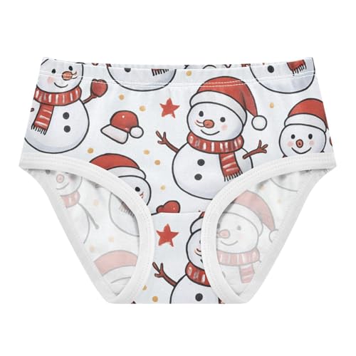 GuoChe Elastic Waistband Panties Organic Underwear for Girls Christmas Snowmen in Sizes 2T,3T, 4T, 5T, 6Y and 8Y