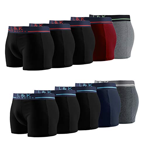 L&K 10 stuks heren retroshorts boxershorts katoen zwarte onderbroek 1116