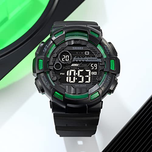 Image of FANMIS Mens Digital LED Sports Watch Military Multifunction Dual Time Alarm Countdown Stopwatch 12H /24H Time Backlight 164FT 50M Waterproof Calendar Month Day Date Watch