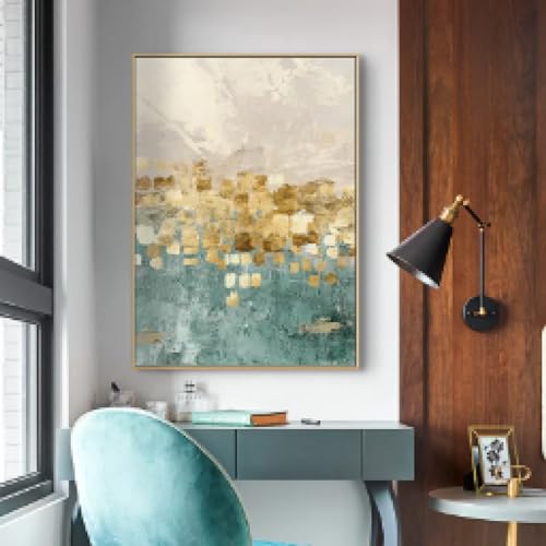 Impression HD affiche d'art mural moderne triptyque bleu et or