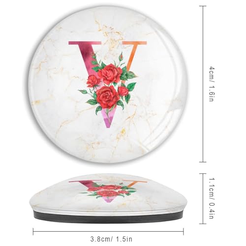 Aimants de réfrigérateur initial V en verre, cadeau monogramme rouge