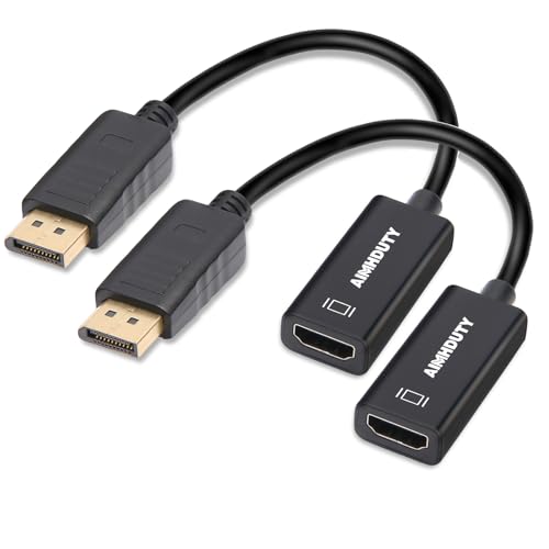 4K DisplayPort to HDMI Adapter, 2-Pack, Uni-Directional DP Display Port to HDMI Converter Male to...