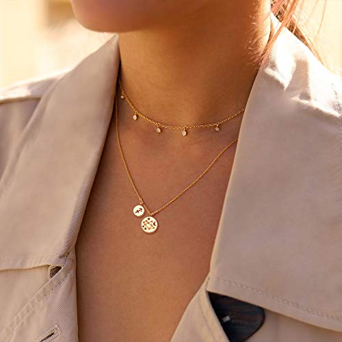 Gold Necklace for Women 18K Gold Plated Astrology Zodiac Necklace 12 Constellation Necklace Birthday Gift for Women4