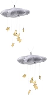 TOYANDONA 2 Peças Decoração De Quarto De Criança Decoração De Casa Decoração De Estrela Decoração De Lua Flutuante Nuvem Branca Ornamento De Estrela Pingente De Cama De Bebê Ornamento