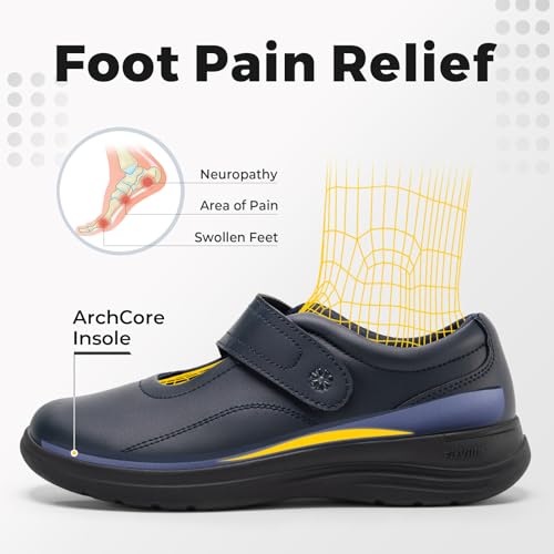 FitVille Women Wide Classic Mary Jane Shoes Flats Casual Dress Shoes Lightweight Comfort Walking Shoes for Plantar Fasciitis Bunions by FitVille - Image 3