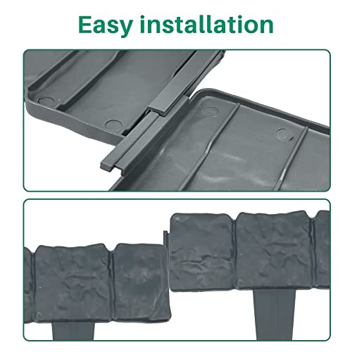 Garden Border Edging,16Ft Plastic Flower Bed Edging For Edging Diy Decorative Flower Grass Bed Border,（Includes A Free Iron Sheet） 20Pcs(Grey) #TOP3