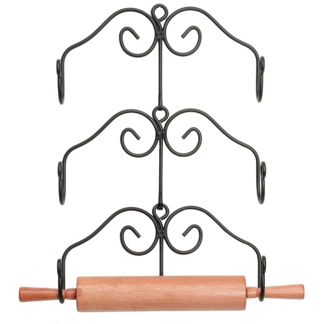 3 ROLLING PIN RACK SET - Three Hand Forged Heavy Duty Wrought Iron Racks Amish Blacksmith Handcrafted & Made in the USA