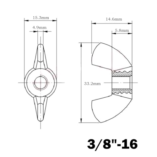Image of 3 /8 inch-16 Wing Nuts,Stainless Steel 18-8(304) Wing Nuts, 10Pcs-Pack