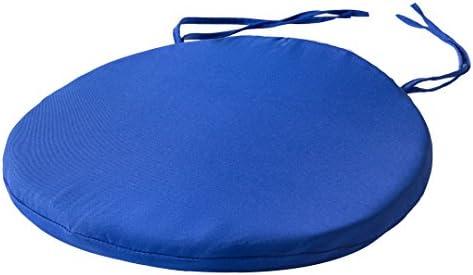 Round Bistro Circular Chair Cushion With Ties Seat Pads For Dining Chairs Kitchen Garden Italian Fabric Removable Cover Indoor Outdoor Seat Pad Cushions Living Room Patio Office Shop BLUE