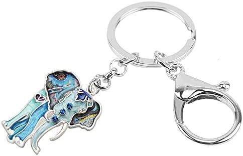 WEVENI Jungle Elephant Keychain - Alloy Enamel Bag Charm For Women, Black, 34mm X 48mm, Lobster Clasp - View #9
