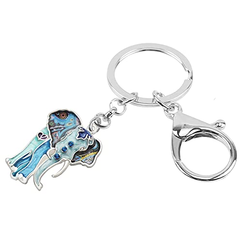 WEVENI Alloy Jungle Blue Elephant Keychain for Women Girls Enamel Jewelry Bag Car Purse Charms (Blue)2