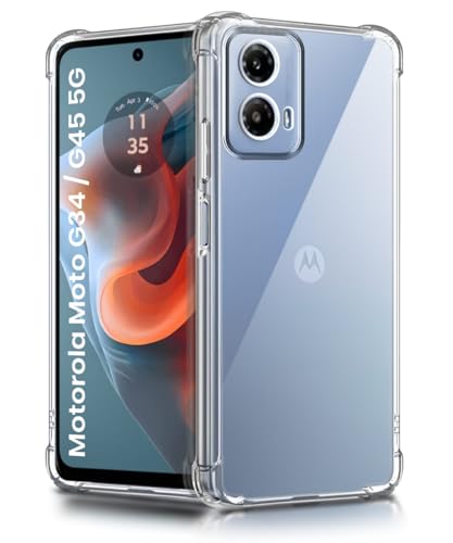 Image of WOW IMAGINE Clear Back Cover Case for Motorola Moto G34 5G | Moto G45 5G | Shockproof Soft TPU Case | Cushioned Edges for Ultimate Protection Back Cover Case - Transparent