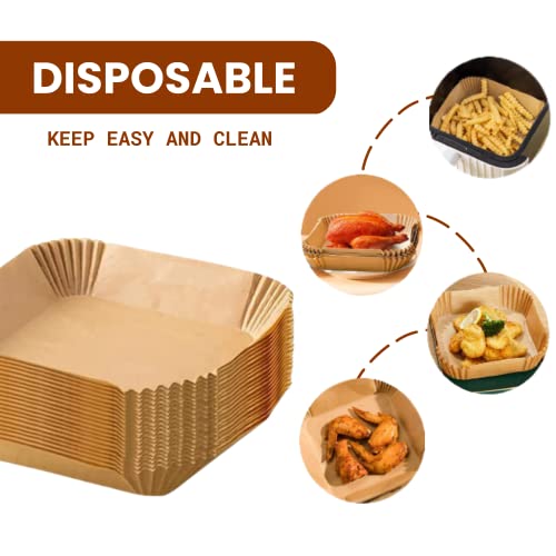 Air Fryer Paper Liners Disposable-100Pcs Oil Proof Air Fryer Parchment Paper Liners Square - Water Proof Paper Paper Airfryer Liner For Microwave Oven -Papel Para Freidora De Aire.(Square 7.9 Inch) #TOP2