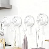 FNSIGHD 4 Pack Suction Hooks,Sucker Hooks,Clear Reusable Suction Hook for Bathroom,Plastic Suction Hanger Vacuum Seamless Sucker Hook,Suitable for Kitchens,Bathrooms,Xmas Wreath,Doors and Windows - Image 4