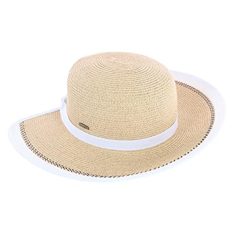 Karen Keith Women's Toyo Braid Sun Hat with Ponytail Opening in Back, Natural/White, One Size Cover