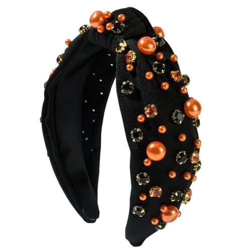 KUADBCGT Women's Chic Style Fabric Knotted Headband With Rhinestone And