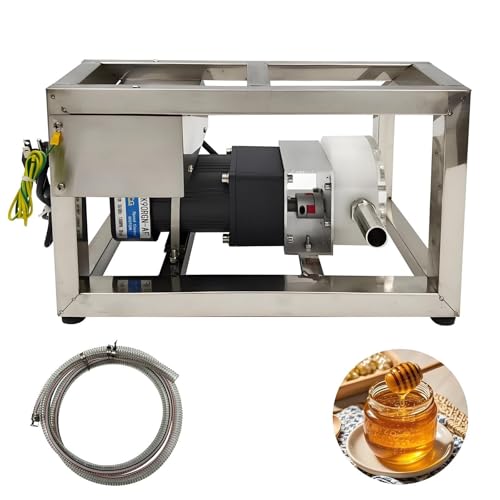 KUIOPNET Cam Rotor Pump, 6-10L/Min Rotary Lobe, for Honey Syrup and Viscous Liquids, Adjustable Speed, 60RPM, Food Grade Stainless Steel, 3 M Pipe Included