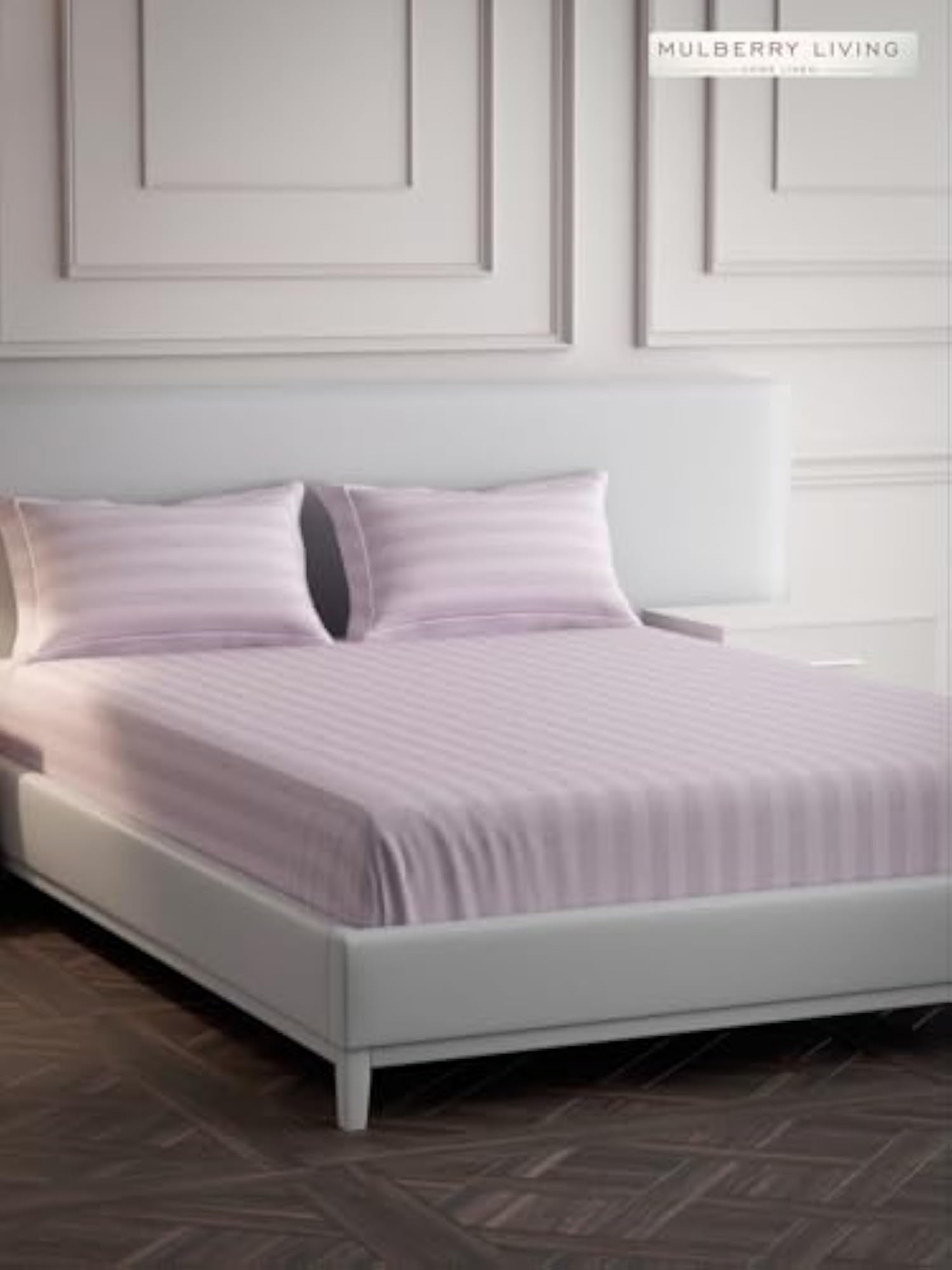 Elysian Stripes Queen Size 300TC Bedsheet, 100% Cotton