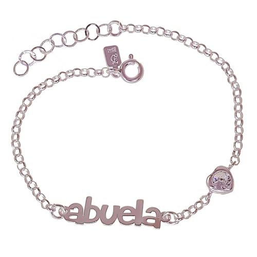 Minoplata Pulsera abuela de Plata de ley corazón con Circonita