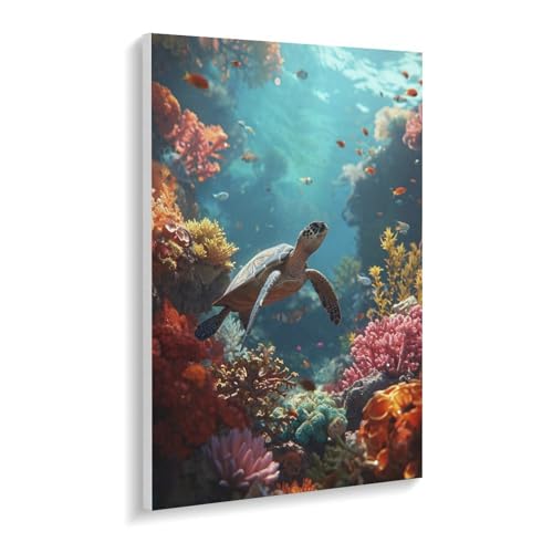 数字油絵 ラッセン 海底のサンゴのウミガメ デジタル油絵 数字キットによる絵画 DIY絵 手塗り 興味深い水中世界 数字キット塗り絵 壁飾り ホーム オフィス装飾 数字塗り絵 手工芸 初心者 大人 子供 贈り物 30×40cm