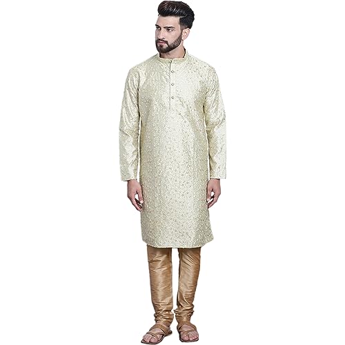 Kurta pyjama homme en soie Sojanya brodé élégant pour mariage