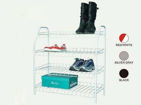 Shoe Rack 4- Tier Rack Size:26W x 11D x 28H. (Color: Black)