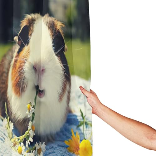 Rideau de douche imprimé cochon d'Inde : accessoires de salle de bain polyester 183x183 - 5
