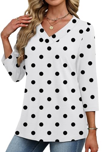 Image of XIEERDUO 3 /4 Length Sleeve Womens Tops V Neck T Shirts Summer Clothes Basic Blouses Dressy Casual 2026 Spring Outfits