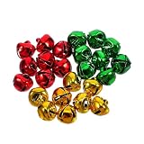 SHINEOFI 24 Pezzi Campanelle Fai da Te in Ferro 8mm Multicolore Rosso Verde Oro Campane Natalizie Mini con Suono Chiaro per Decorazioni Albero Festive e Addobbi Festivi