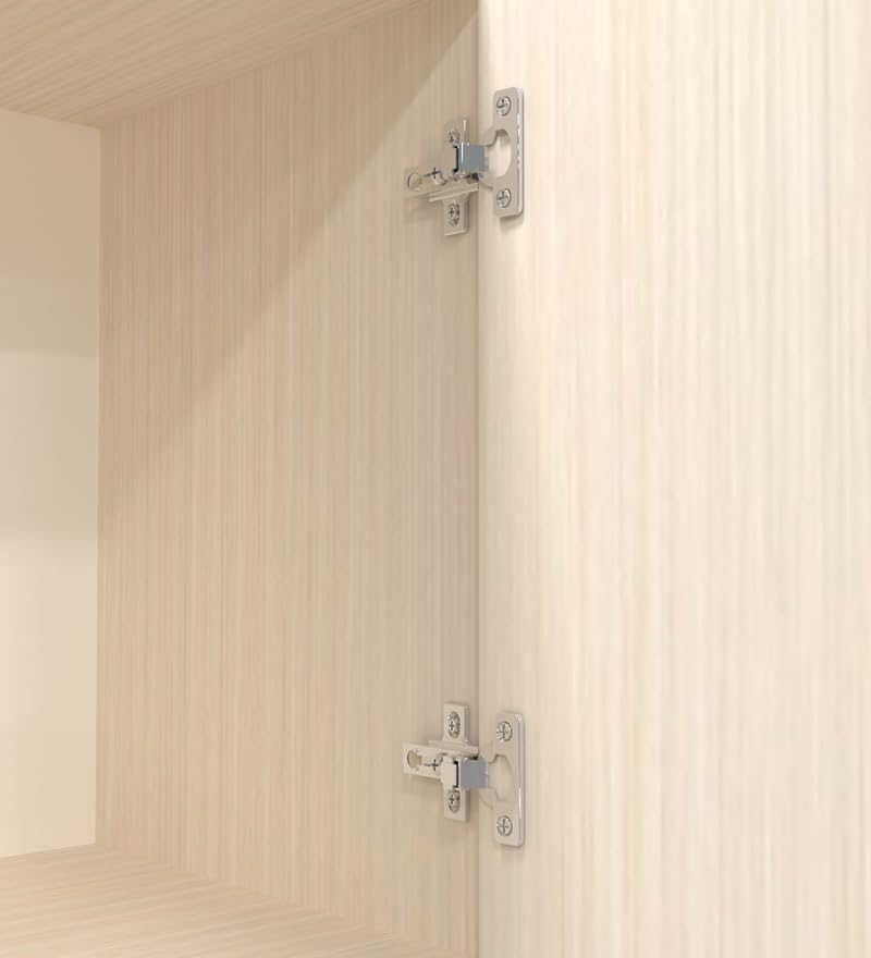 Image of SPECIALITY PANELS 8 Door Bookshelf with 4 Shutters and 4 Open Compartments, Light Wood Finish, 69x29x14 Inch Storage Unit