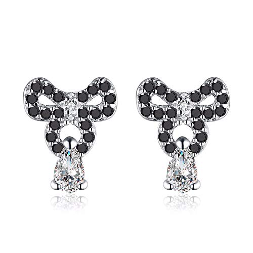 Boucles d'oreilles nœud papillon argent 925 et spinelle noire pour le quotidien