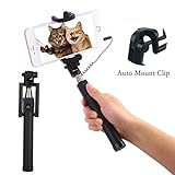 3.5mm Selfie Stick with Cable Auto Mount Clip Portable Extendable Monopod Wired Battery-Free Photo Stick Selfie Cellphone Accessories for Galaxy S9/S9 Plus/S8/S8 Plus/Note 8