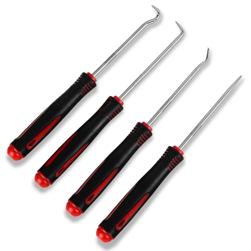 4-Piece Hook and Pick Set, Precision Automotive Pick Tool &amp; O Ring Pick Set with Comfort Grip &amp; Anti-Slip Shaft for Oil Seal, Gasket Removal, and Electronic Repair