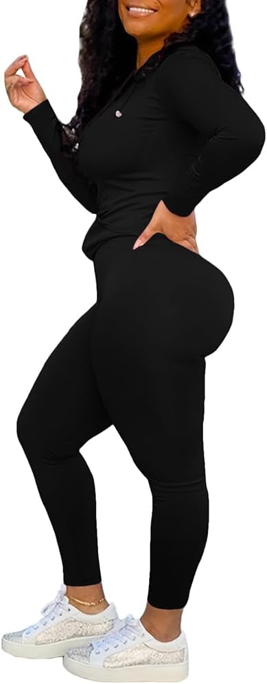 Nimsruc 2 Piece Outfits For Women Sweatsuits Sets Hooded Tracksuit Long Sleeve Pullover Jogger Sweat Pants Set - Image 2