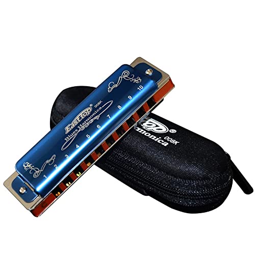 Harmonica T008k 10 trous Harmonica Blues Édition limitée diatonic instrument de harpe bleu a B C D E F G clé avec… - Les Beatles, Paul McCartney, John Lennon, RIngo Starr, George Harrison Harmonica T008k 10 trous Harmonica Blues Édition limitée diatonic instrument de harpe bleu a B C D E F G clé avec…