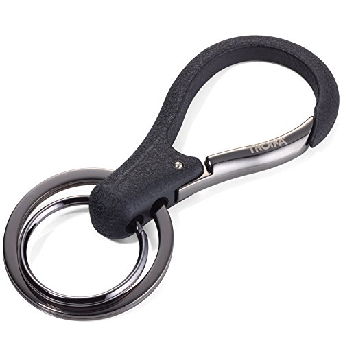 TROIKA KEY Organizer - KR17-09/GM - Schlüsselanhänger mit 2 Ringen - Karabiner - lackiert - Schlüsselorganisation - glänzend - schwarz/gunmetal grau - das ORIGINAL von TROIKA