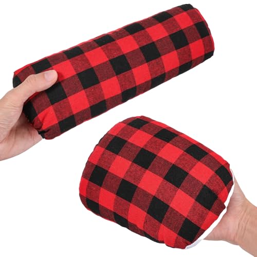 2 Pcs Tailor's Ham and Seam Roll Set, Solid Linen Cotton Pressing Tool for Ironing Sleeves, Collars, Curved Seams, Red and Black Plaid