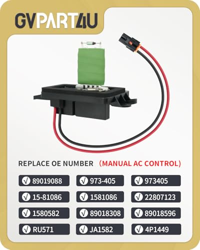 Image of Blower Motor Resistor 89019088 2003 2004 2005 2006 for Chevy Chevrolet Avalanche Silverado 1500 2500 Suburban Tahoe, for GMC Sierra Yukon, Blower Resistor 1581086 with Manual AC Control