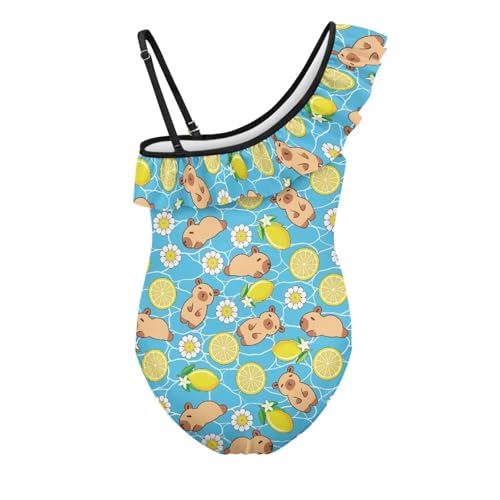 Image of Girls One Piece Swimsuits Size 3-14 Trendy Ruffle Bathing Suit Casual Hawaiian Summer Beach Swimwear
