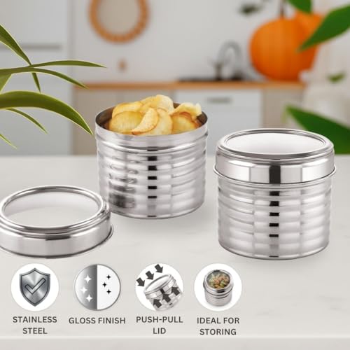 Image of Sizzle Roxy Stainless Steel Container Set with See Through Lid, Multipurpose Kitchen Storage Dabba for Spices,Coffee, Snacks, Dry Fruits | Leak-Proof Food Storage Organizer |600ML - 2 pcs
