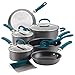Rachael Ray Create Delicious Hard Anodized Nonstick Cookware Pots and Pans Set, 11 Piece, Gray with Teal Handles -  81123