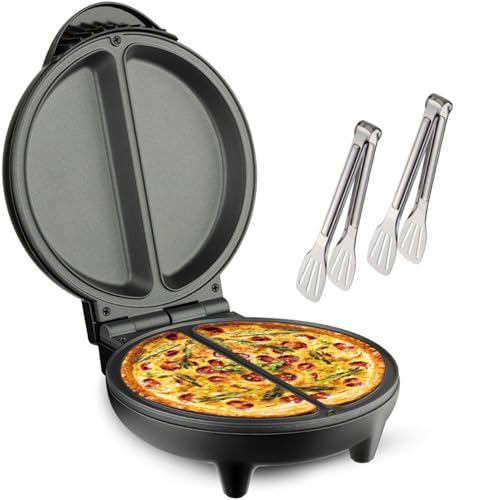 Pizzera, antiadherente, calentador de doble cara, 850 W, crea 2 porciones, ideal para tortillas esponjosas, pasteles y pasteles