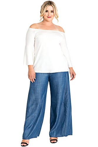 Standards & Practices Women’s Plus Size Tencel Denim Wide Leg Palazzo Pants Casual Style4